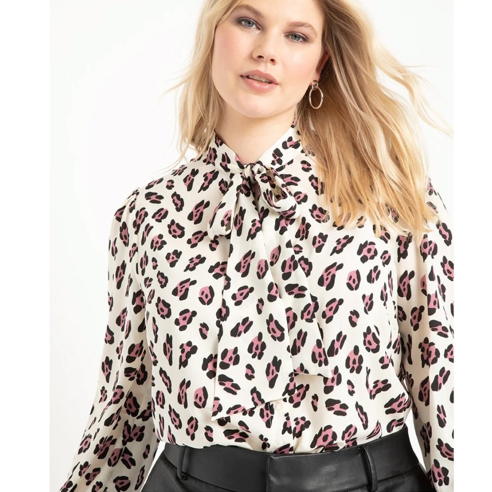 Eloquii Tie Neck Blouse Floral Size 26 New
